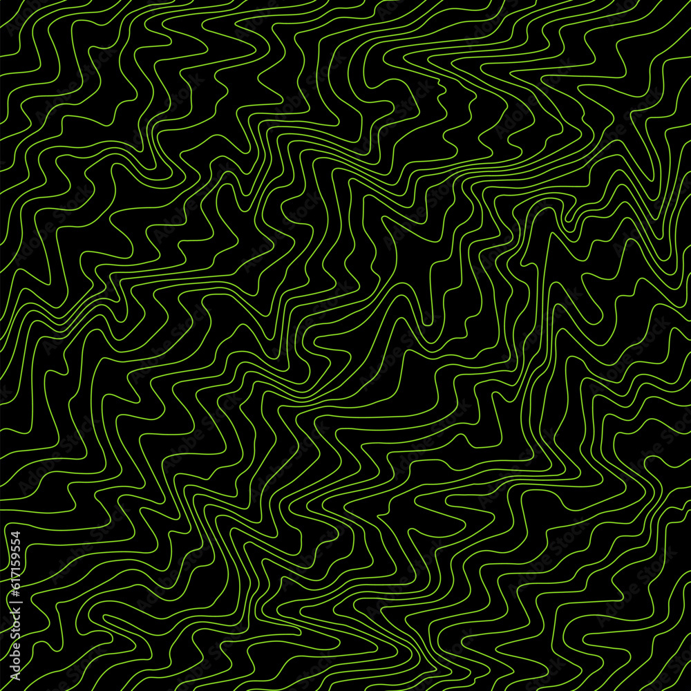 Linear Weather Map Background. Vector Topographic Seamless Pattern with Lines. Futuristic Y2k Abstract Map Illustration