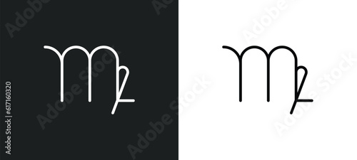 virgo line icon in white and black colors. virgo flat vector icon from virgo collection for web, mobile apps and ui.