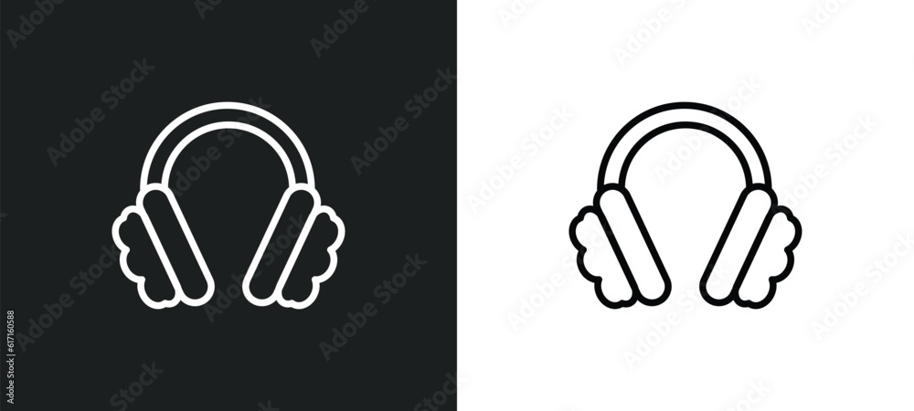 earmuffs line icon in white and black colors. earmuffs flat vector icon from earmuffs collection for web, mobile apps and ui. earmuffs line icon in white and black colors. earmuffs flat vector icon from earmuffs collection for web, mobile apps and ui.