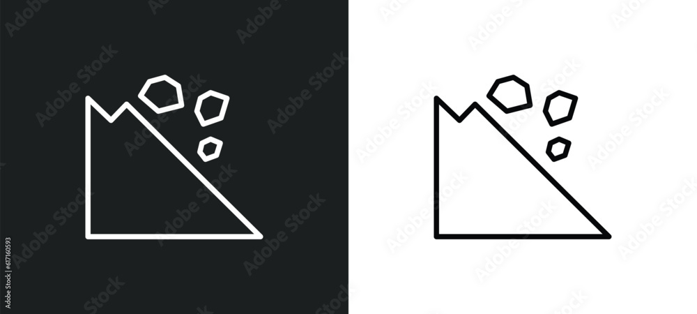 avalanche line icon in white and black colors. avalanche flat vector icon from avalanche collection for web, mobile apps and ui. avalanche line icon in white and black colors. avalanche flat vector icon from avalanche collection for web, mobile apps and ui.