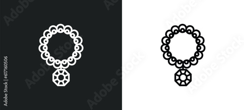 necklace line icon in white and black colors. necklace flat vector icon from necklace collection for web, mobile apps and ui.