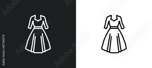 vintage dress line icon in white and black colors. vintage dress flat vector icon from vintage dress collection for web  mobile apps and ui.