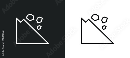 avalanche line icon in white and black colors. avalanche flat vector icon from avalanche collection for web, mobile apps and ui.