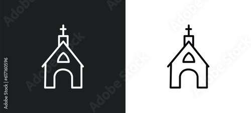 chapel line icon in white and black colors. chapel flat vector icon from chapel collection for web, mobile apps and ui.