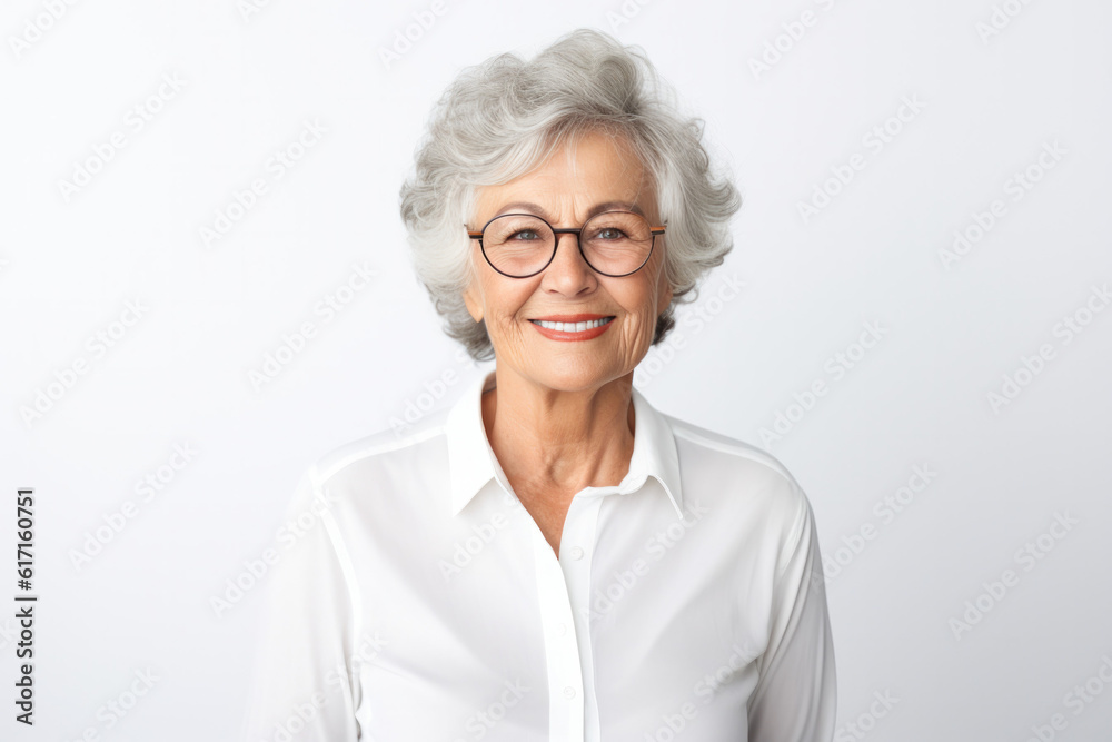 Beautiful person smiling in front of a white background ai generated Beautiful person smiling in front of a white background ai generated