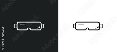 safety glasses line icon in white and black colors. safety glasses flat vector icon from safety glasses collection for web, mobile apps and ui.
