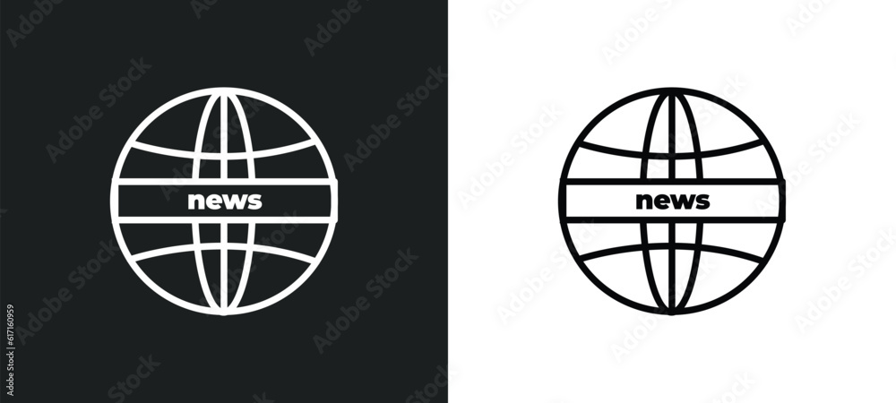 news line icon in white and black colors. news flat vector icon from news collection for web, mobile apps and ui.