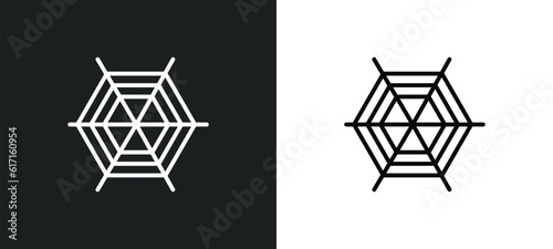 cobweb and spider line icon in white and black colors. cobweb and spider flat vector icon from cobweb spider collection for web, mobile apps ui.