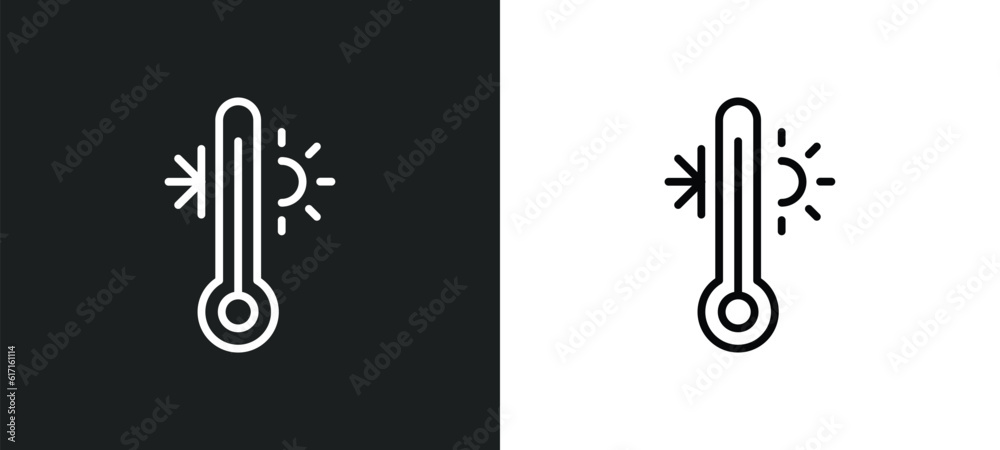 temperature line icon in white and black colors. temperature flat vector icon from temperature collection for web, mobile apps and ui. temperature line icon in white and black colors. temperature flat vector icon from temperature collection for web, mobile apps and ui.