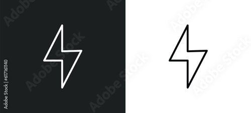 lightning line icon in white and black colors. lightning flat vector icon from lightning collection for web, mobile apps and ui.
