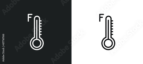 farenheit line icon in white and black colors. farenheit flat vector icon from farenheit collection for web, mobile apps and ui.