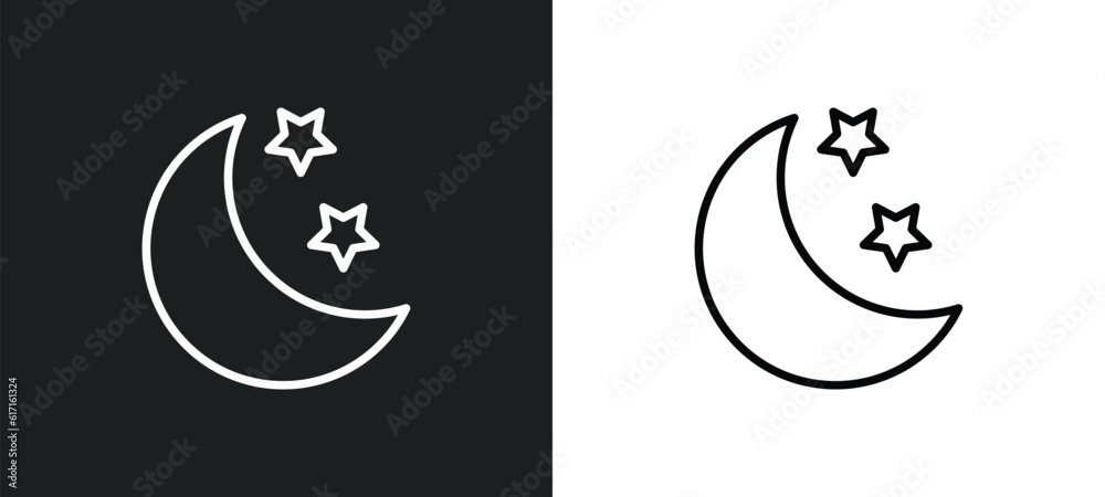 night line icon in white and black colors. night flat vector icon from night collection for web, mobile apps and ui.