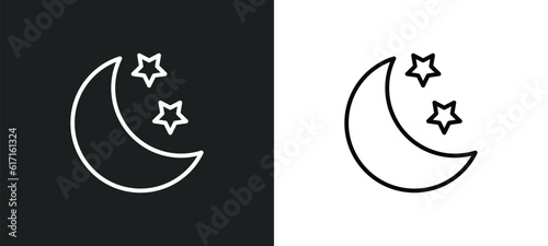night line icon in white and black colors. night flat vector icon from night collection for web, mobile apps and ui.