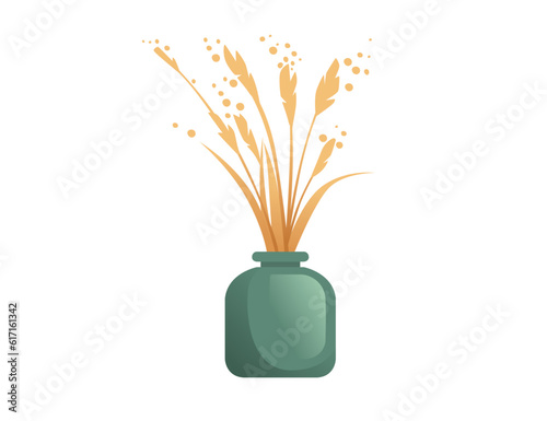 Glass vase green color vector illustration isolated on white background