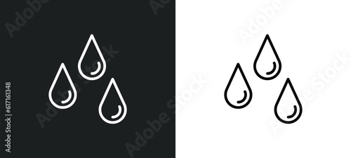 raindrops line icon in white and black colors. raindrops flat vector icon from raindrops collection for web, mobile apps and ui.