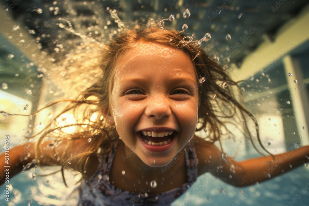 Fototapeta premium Enjoying a summer day swimming ai generated