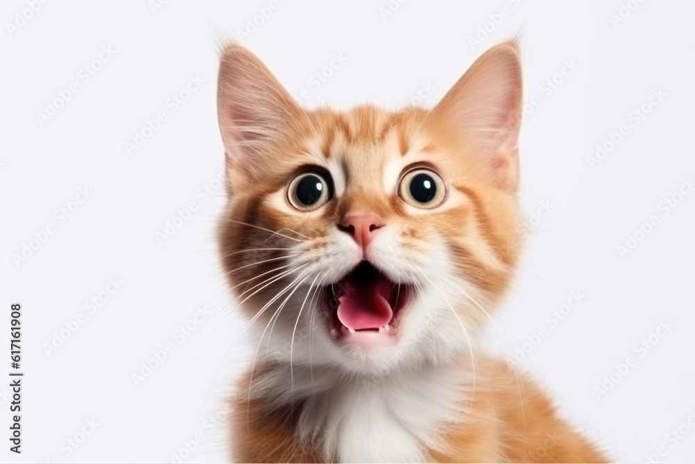 Fototapeta premium Surprised cat ai generated