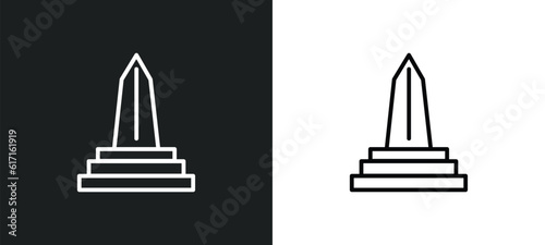 obelisk line icon in white and black colors. obelisk flat vector icon from obelisk collection for web, mobile apps and ui.