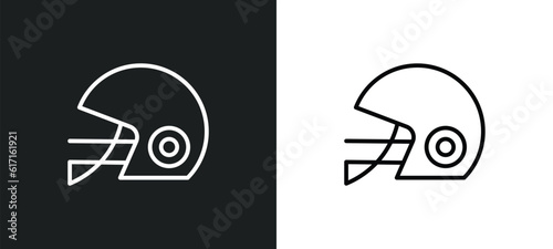 rugby helmet line icon in white and black colors. rugby helmet flat vector icon from rugby helmet collection for web, mobile apps and ui.