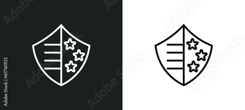 usa shield line icon in white and black colors. usa shield flat vector icon from usa shield collection for web, mobile apps and ui.