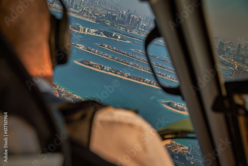 Dubai Palm Islands photographed from a helicopter.