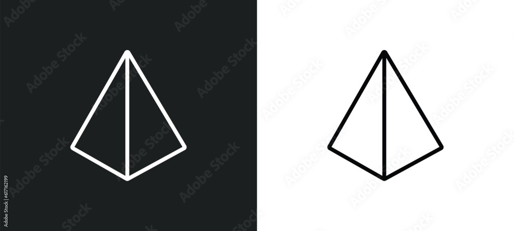 triangular pyramid line icon in white and black colors. triangular pyramid flat vector icon from triangular pyramid collection for web, mobile apps and ui. triangular pyramid line icon in white and black colors. triangular pyramid flat vector icon from triangular pyramid collection for web, mobile apps and ui.