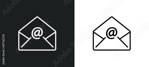email opened envelope line icon in white and black colors. email opened envelope flat vector icon from email opened envelope collection for web, mobile apps and ui.