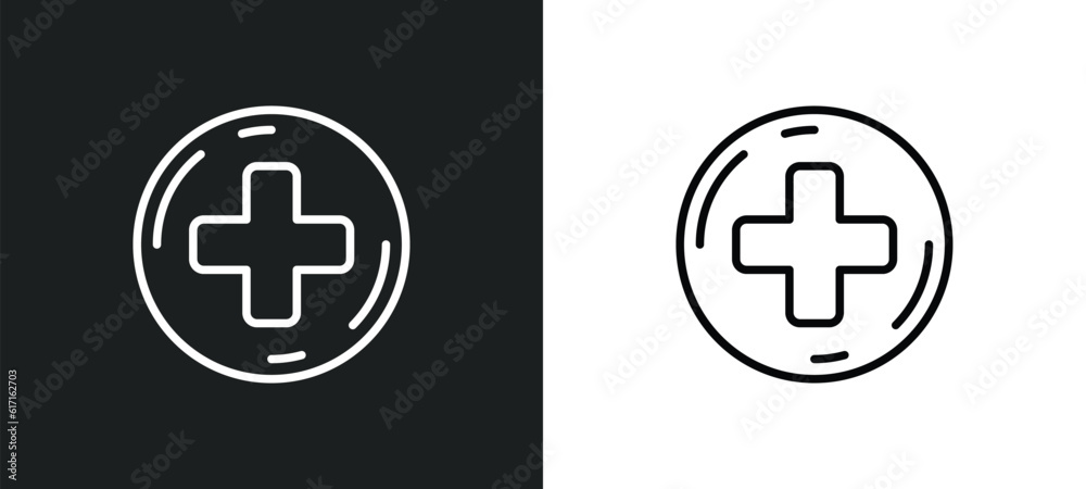 round add button line icon in white and black colors. round add button flat vector icon from round add button collection for web, mobile apps and ui. round add button line icon in white and black colors. round add button flat vector icon from round add button collection for web, mobile apps and ui.