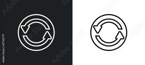 synchronisation line icon in white and black colors. synchronisation flat vector icon from synchronisation collection for web  mobile apps and ui.