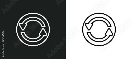 synchronisation line icon in white and black colors. synchronisation flat vector icon from synchronisation collection for web, mobile apps and ui.