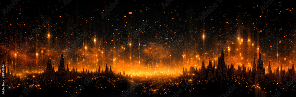 Abstract design flames of an orange fire on a black background, pixelated landscapes, grid-based, minimalist backgrounds. Abstract design flames of an orange fire on a black background, pixelated landscapes, grid-based, minimalist backgrounds.