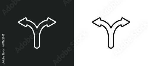 bifurcation line icon in white and black colors. bifurcation flat vector icon from bifurcation collection for web, mobile apps and ui.