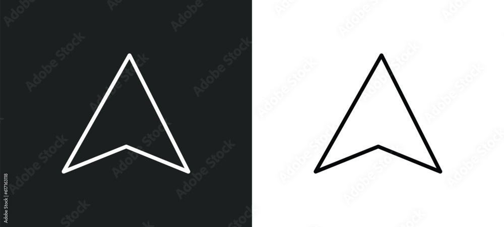 navigation arrow line icon in white and black colors. navigation arrow flat vector icon from navigation arrow collection for web, mobile apps and ui. navigation arrow line icon in white and black colors. navigation arrow flat vector icon from navigation arrow collection for web, mobile apps and ui.