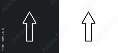 pointing up arrow line icon in white and black colors. pointing up arrow flat vector icon from pointing up arrow collection for web, mobile apps and ui.