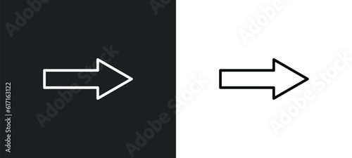 arrow pointing right line icon in white and black colors. arrow pointing right flat vector icon from arrow pointing right collection for web, mobile apps and ui.