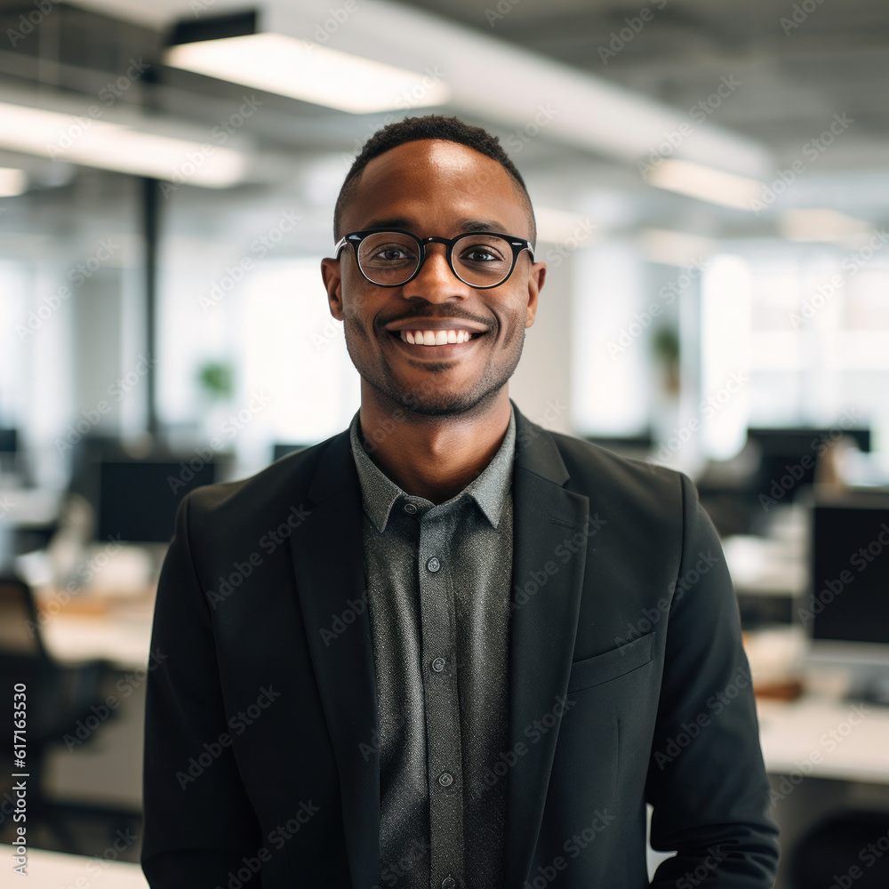 Fototapeta premium Beautiful positive office manager ai generated