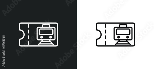 train ticket line icon in white and black colors. train ticket flat vector icon from train ticket collection for web, mobile apps and ui.