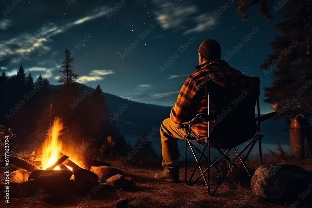 person outside enjoying camping life ai generated person outside enjoying camping life ai generated