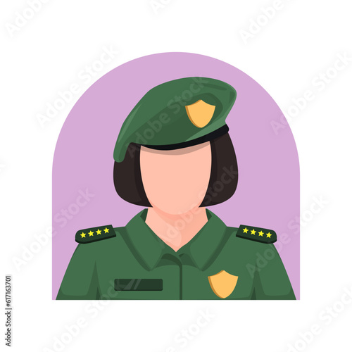 female army cartoon and army icon. illustration vector design