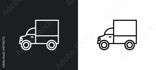 lorry line icon in white and black colors. lorry flat vector icon from lorry collection for web, mobile apps and ui.
