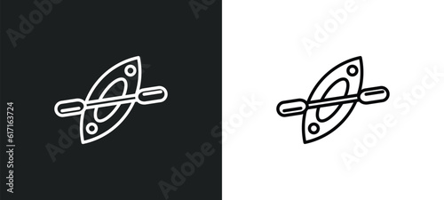kayak line icon in white and black colors. kayak flat vector icon from kayak collection for web, mobile apps and ui.