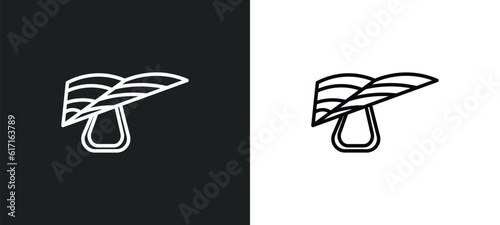 hang glider line icon in white and black colors. hang glider flat vector icon from hang glider collection for web, mobile apps and ui.