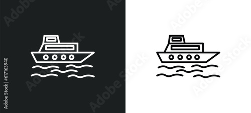 ferry boat line icon in white and black colors. ferry boat flat vector icon from ferry boat collection for web, mobile apps and ui.