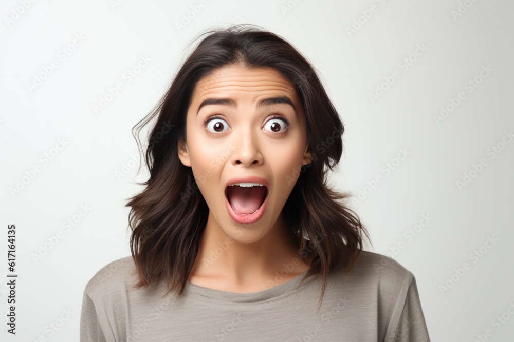 Beautiful person looking surprised ai generated Beautiful person looking surprised ai generated
