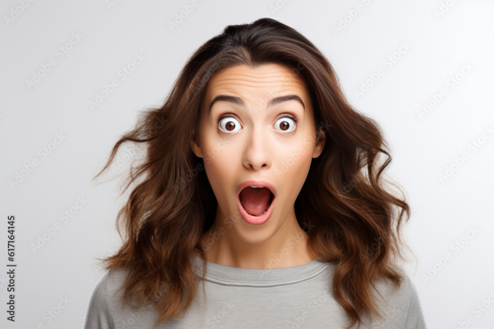 Beautiful person looking surprised ai generated Beautiful person looking surprised ai generated