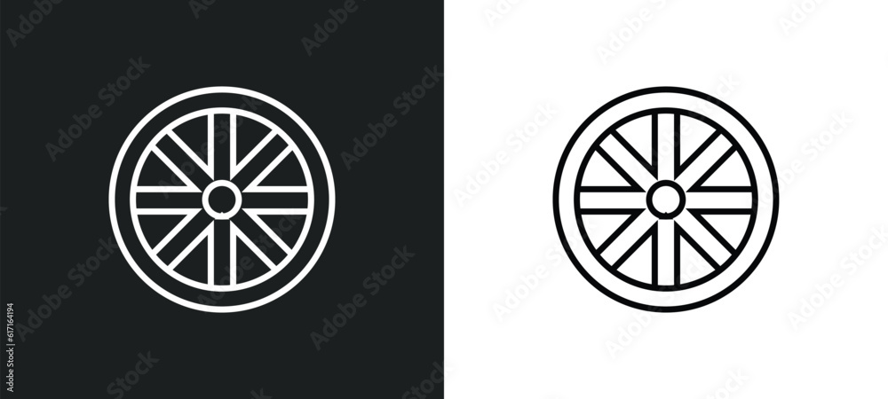 alloy wheel line icon in white and black colors. alloy wheel flat vector icon from alloy wheel collection for web, mobile apps and ui.