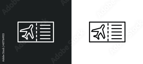 plane tickets line icon in white and black colors. plane tickets flat vector icon from plane tickets collection for web, mobile apps and ui.