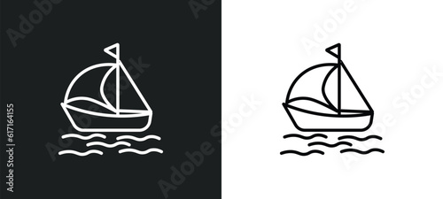 sail boat line icon in white and black colors. sail boat flat vector icon from sail boat collection for web, mobile apps and ui.