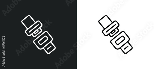 seatbelt line icon in white and black colors. seatbelt flat vector icon from seatbelt collection for web, mobile apps and ui.