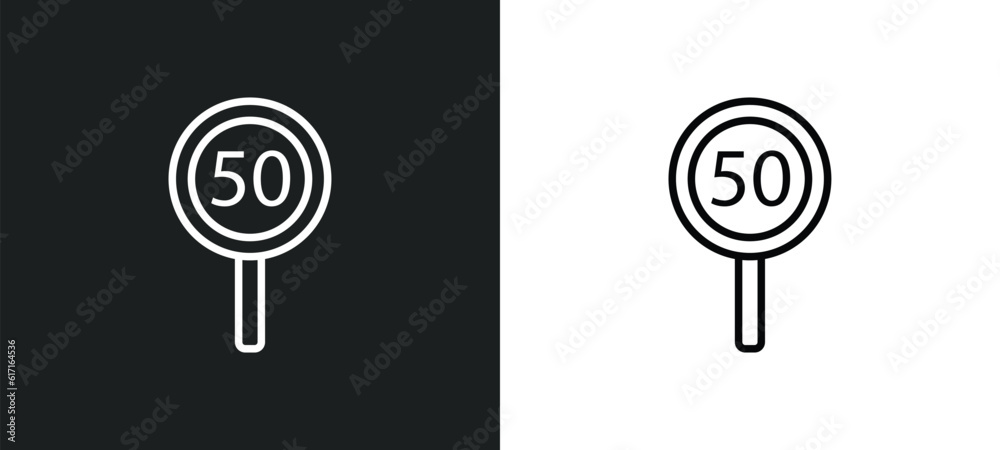 speed limit line icon in white and black colors. speed limit flat vector icon from speed limit collection for web, mobile apps and ui. speed limit line icon in white and black colors. speed limit flat vector icon from speed limit collection for web, mobile apps and ui.